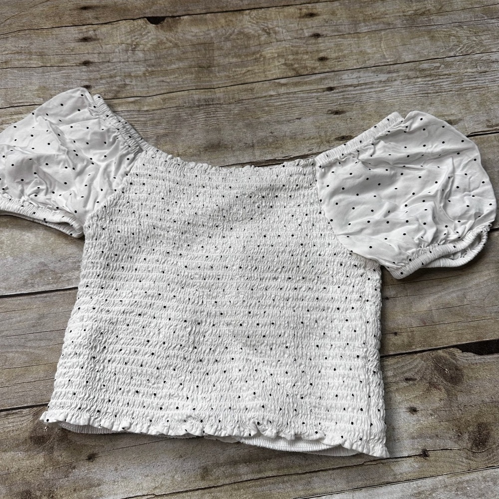 GAP White Smocked Crop Blouse